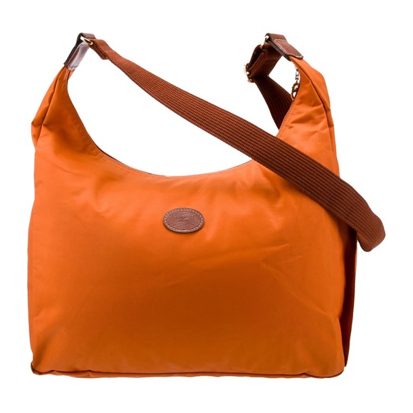 NWOT Longchamp Orange Nylon Large Adjustable Crossbody Shoulder Bag - Picture 2 of 11